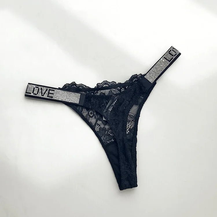 Rhinestone G string thong panties