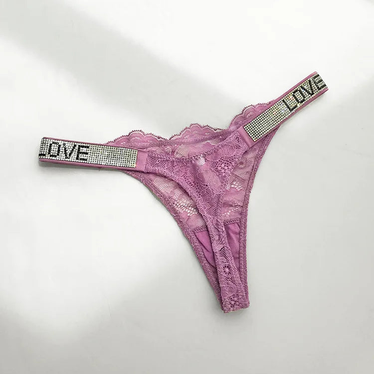 Rhinestone G string thong panties