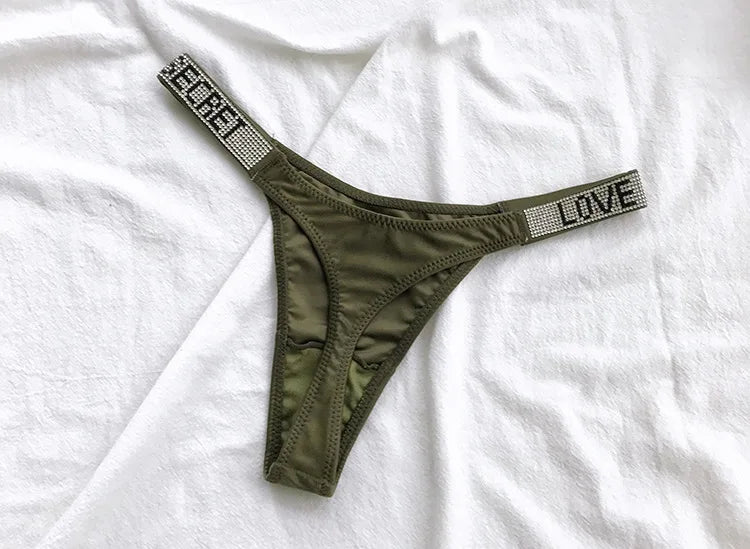 Rhinestone G string thong panties