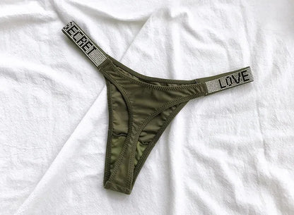 Rhinestone G string thong panties