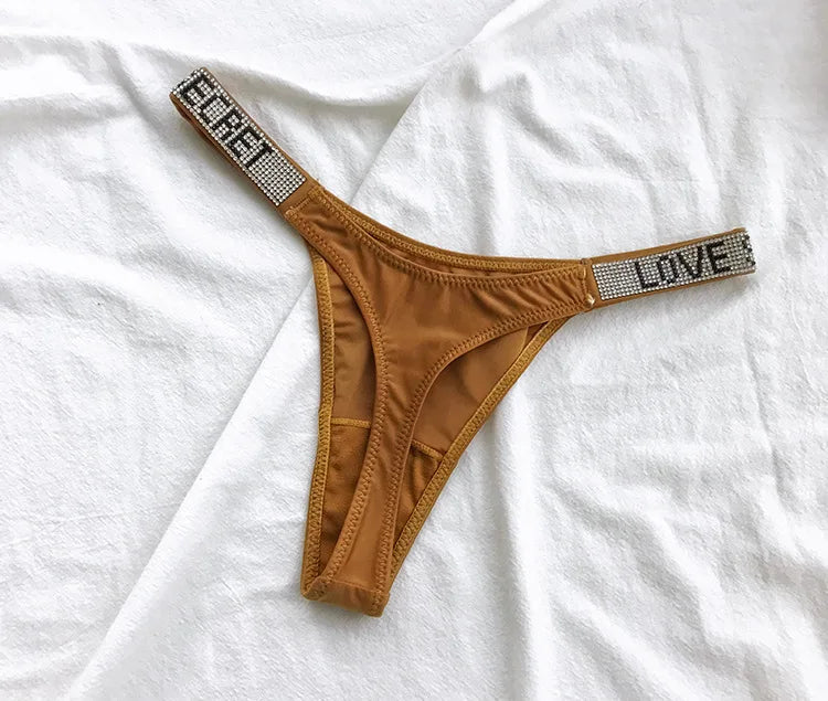 Rhinestone G string thong panties