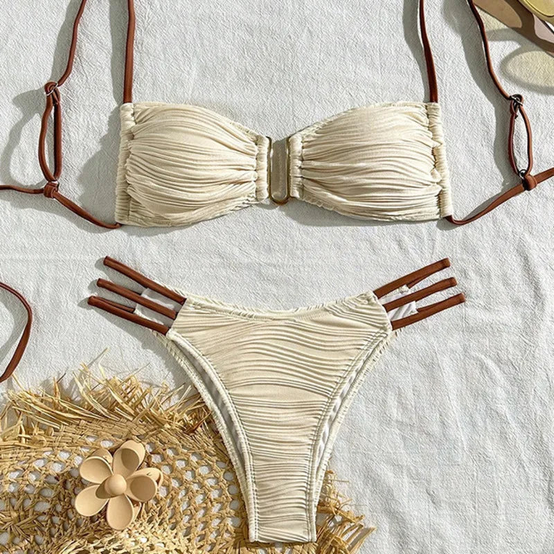 Ruched 2 piece bikini set