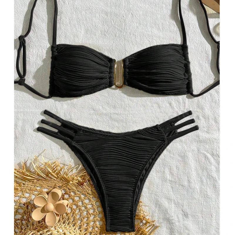 Ruched 2 piece bikini set