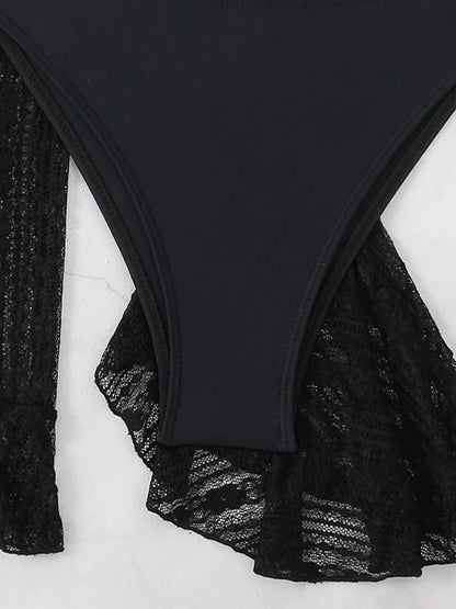 Sexy Four-piece Swimsuit w/ Long-sleeve Cover-up Swimwear Set