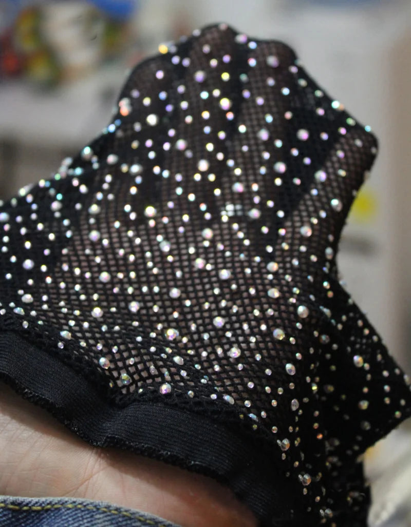 Rhinestone Mini Dress - Black