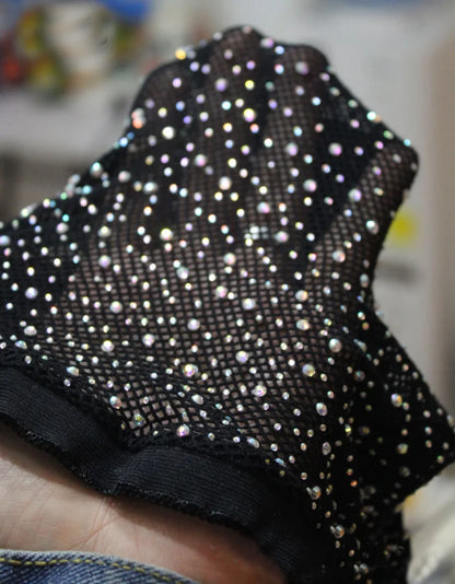 Rhinestone Mini Dress - Black