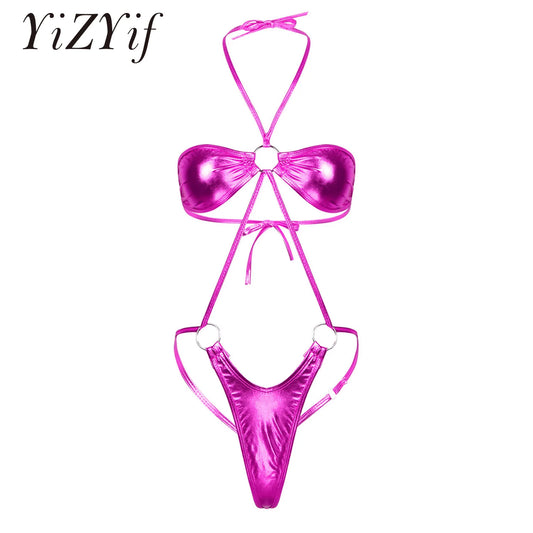 1 piece Metallic Trikini