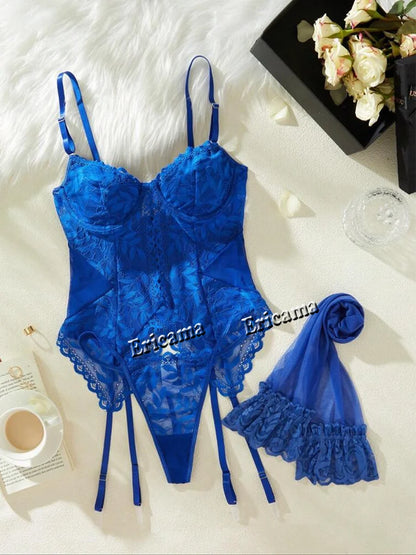 3-Piece Lace Underwear Bra And Panty Set