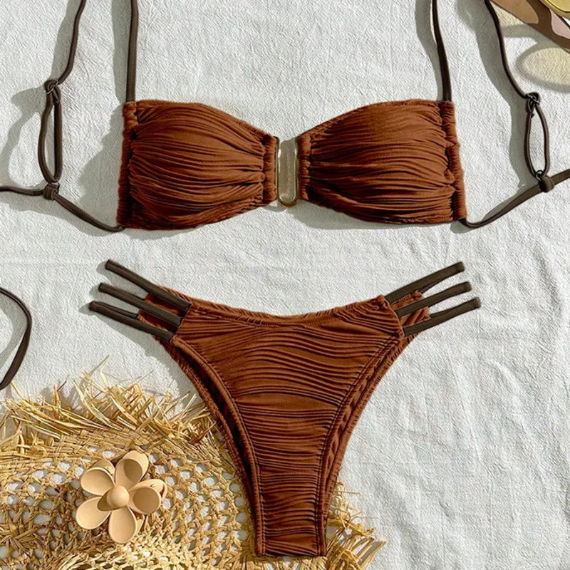 Ruched 2 piece bikini set