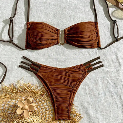 Ruched 2 piece bikini set
